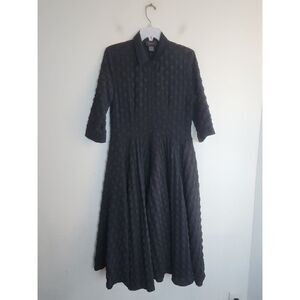 G. Gracia Women Black Quilted Collard Shirt A-Line Knee Length Dress size Medium